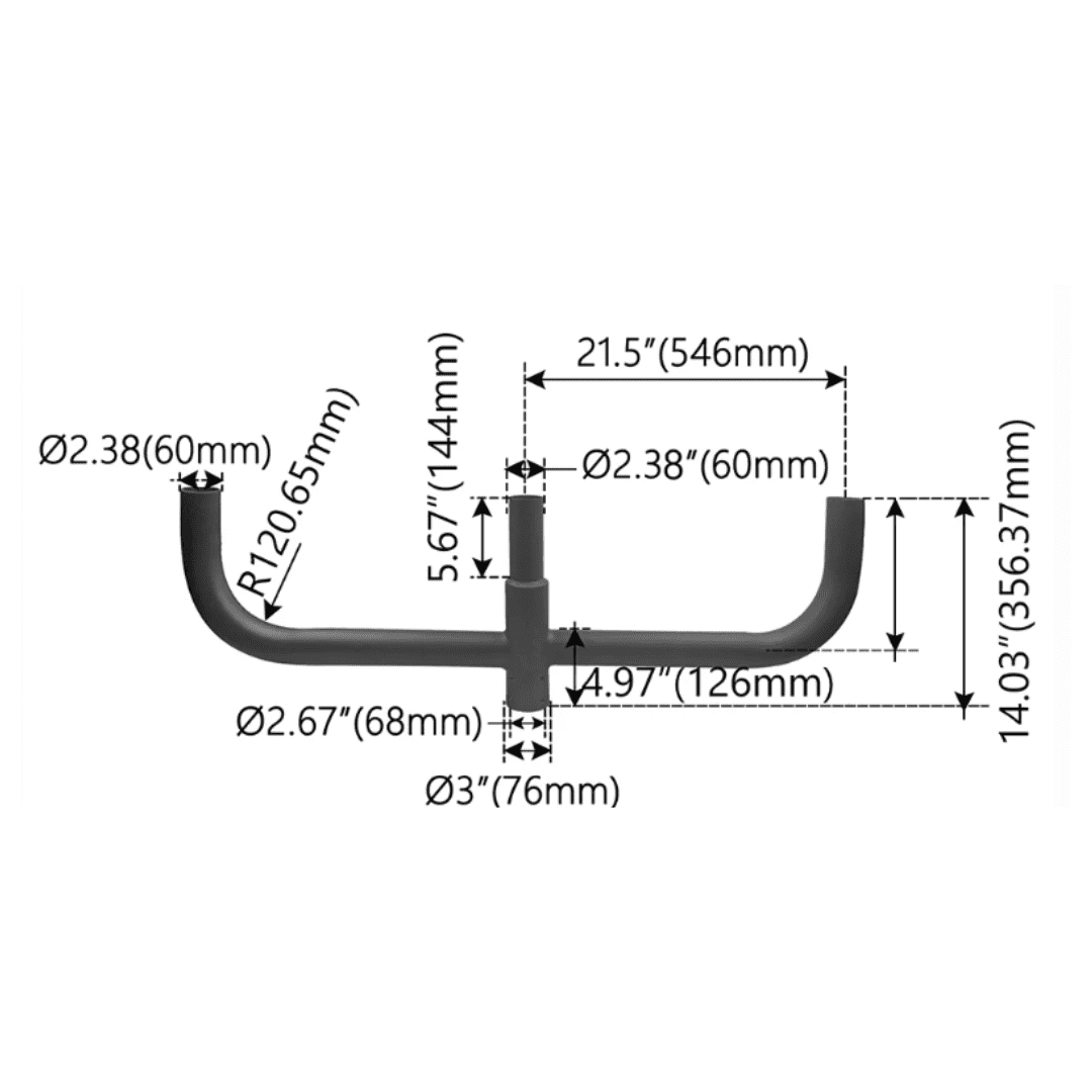 180° Triple Bullhorn-dimension